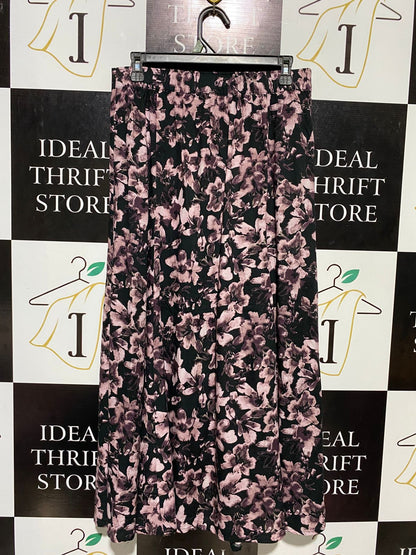 ANKO |L| WAIST 30| B17| FLORAL MAXI SKIRT IN BLACK AND DUSTY ROSE
