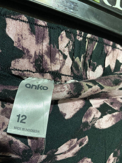 ANKO |L| WAIST 30| B17| FLORAL MAXI SKIRT IN BLACK AND DUSTY ROSE