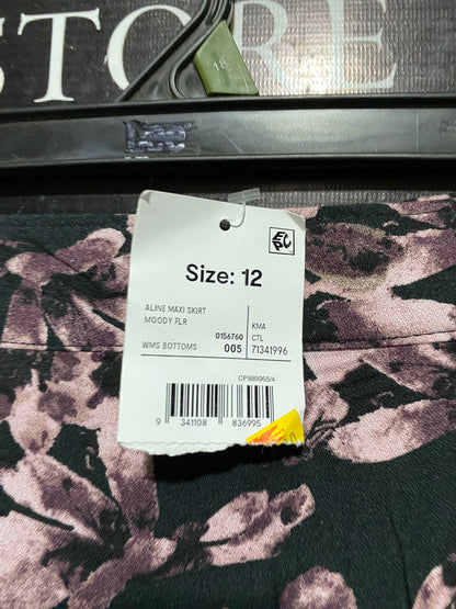 ANKO |L| WAIST 30| B17| FLORAL MAXI SKIRT IN BLACK AND DUSTY ROSE