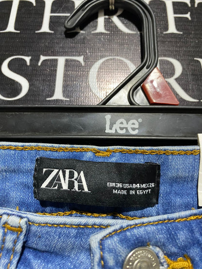ZARA |S| WAIST 26| MID-WASH SKINNY JEANS WITH DISTRESSED DETAILS