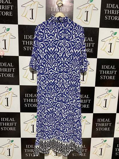 ZARA |L| BUST 21| B17| GEOMETRIC PRINT MIDI SHIRT DRESS