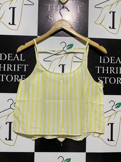 IFT |M| BUST 17| B17| YELLOW STRIPED RUFFLE CAMI TOP
