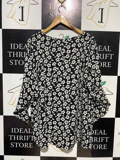 CAROLINE MORGAN |XL| BUST 24| B17| FLORAL BELL-SLEEVE BLOUSE