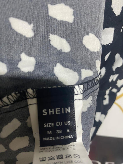 SHEIN |M| BUST FREE| B17| CHIC MONOCHROME ABSTRACT DOT MIDI DRESS | HIGH-NECK CASUAL ELEGANCE