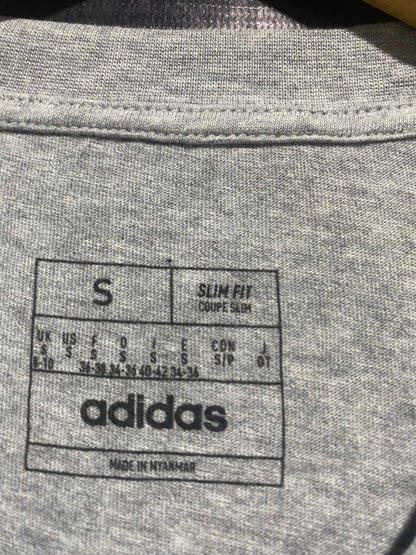ADIDAS |S| BUST 16| B17| ESSENTIALS SLIM-FIT LOGO T-SHIRT | HEATHER GREY ATHLEISURE WEAR