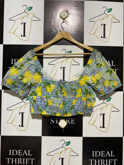 PRIMARK |M| BUST 18 |B17| MEDITERRANEAN LEMON PRINT CROP TOP