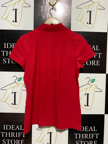 TOMMY HILFIGER |L| BUST 20| B17| CLASSIC RED POLO SHIRT | PREMIUM COTTON LADIES TEE