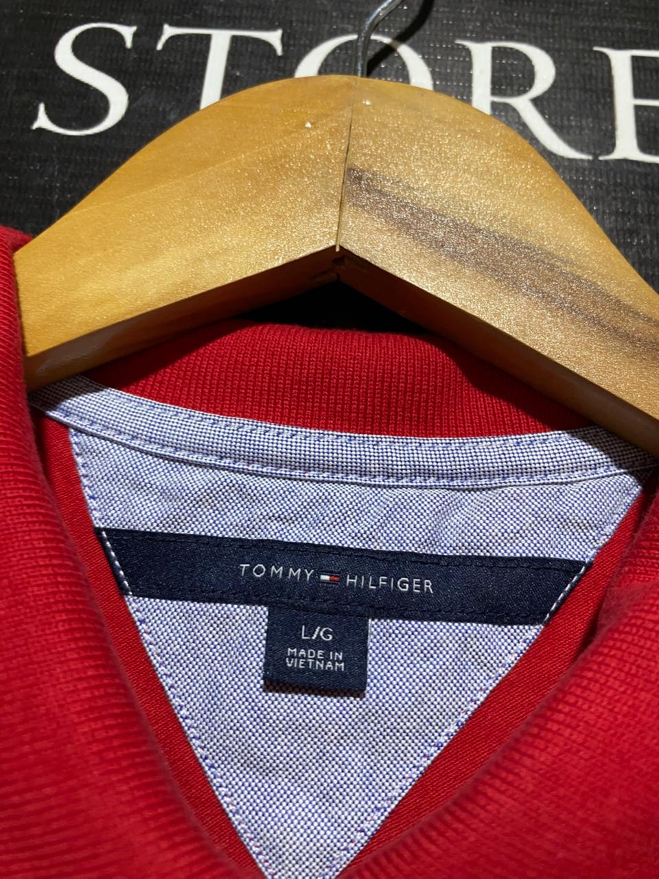 TOMMY HILFIGER |L| BUST 20| B17| CLASSIC RED POLO SHIRT | PREMIUM COTTON LADIES TEE