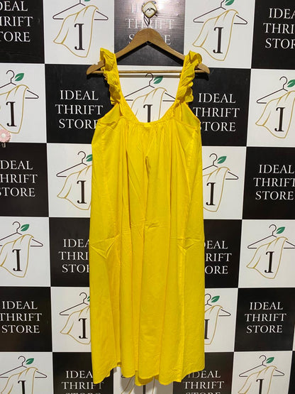 H&M |L| BUST 18| B17| VIBRANT YELLOW RUFFLE STRAP MAXI DRESS