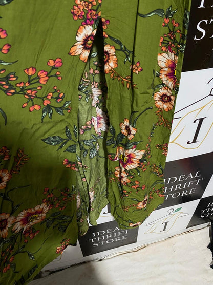 SHEIN |M| BUST 17| B17| OLIVE GREEN FLORAL PRINT MAXI DRESS WITH SIDE SLIT
