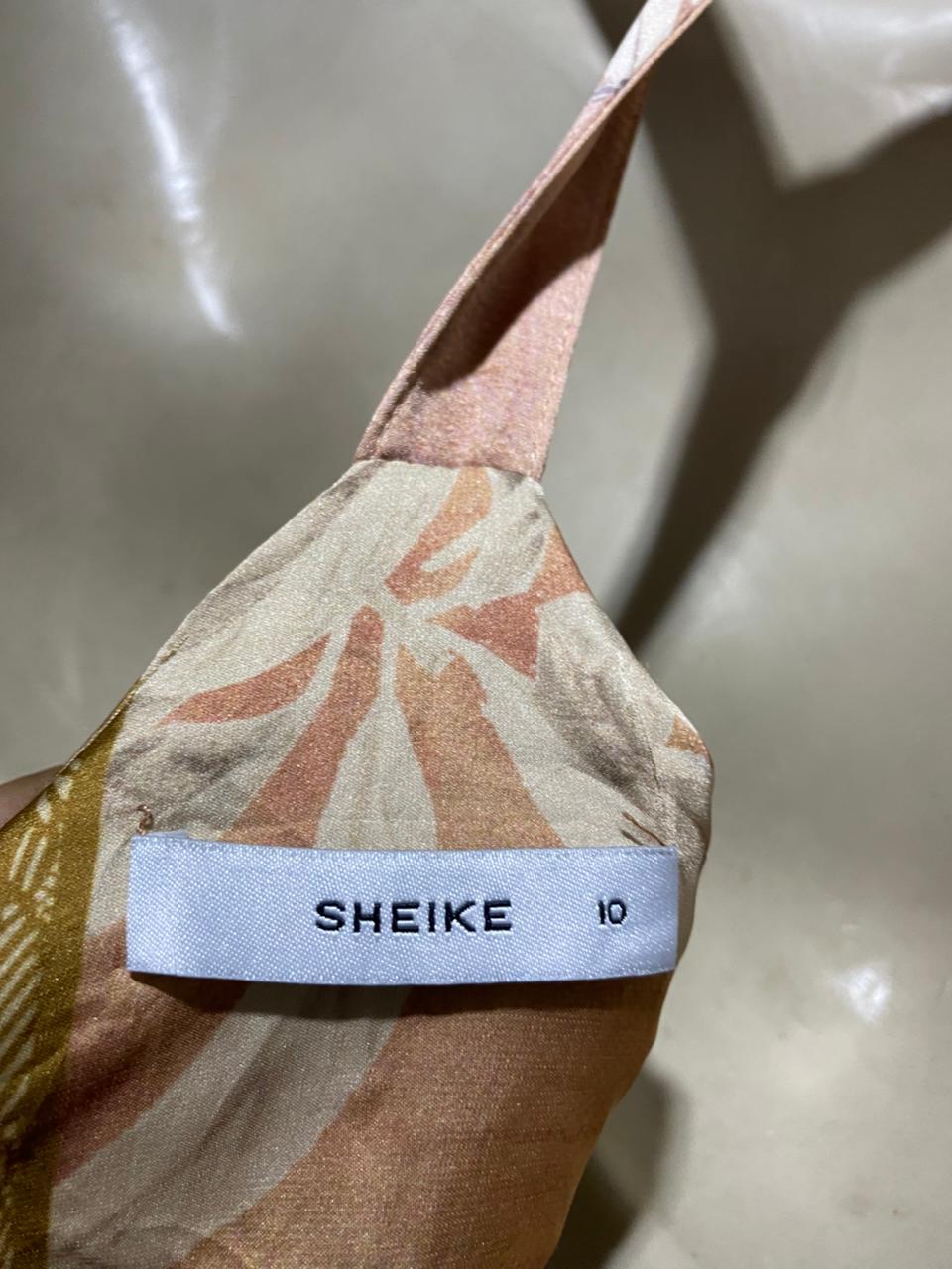 SHEIKE |M| BUST 18| B17| PEACH TROPICAL FLORAL HALTER MAXI DRESS WITH FRONT KNOT DETAIL