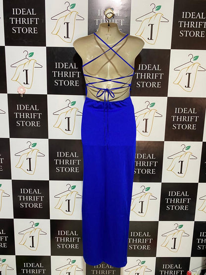 SHEIN |M| BUST 16| B17| ELECTRIC BLUE BODYCON MAXI SLIP DRESS WITH SIDE SLIT