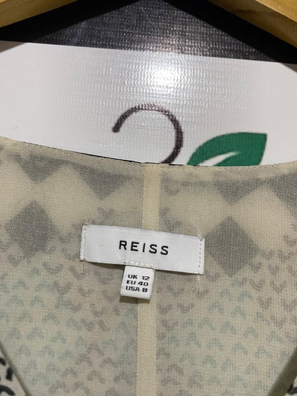 REISS |L| BUST 19| B17| GEOMETRIC PRINT KNOT-FRONT BLOUSE