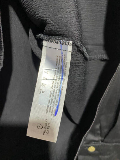 PRIMARK CARES |L| BUST 20| B17| BLACK SATIN LONG-SLEEVE BLOUSE