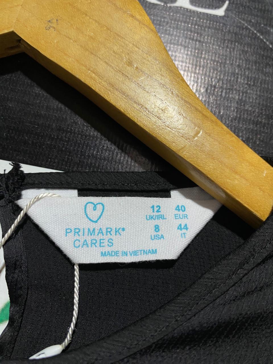 PRIMARK CARES |L| BUST 20| B17| BLACK SATIN LONG-SLEEVE BLOUSE