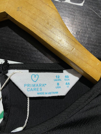 PRIMARK CARES |L| BUST 20| B17| BLACK SATIN LONG-SLEEVE BLOUSE