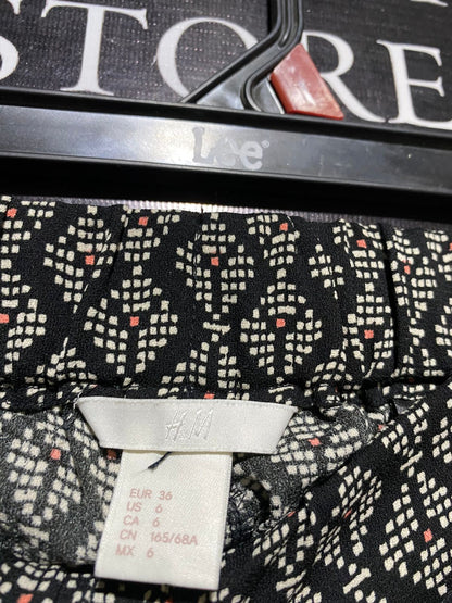H&M |S| WAIST 26| B17|  MONOCHROME GEOMETRIC PRINT WIDE-LEG TROUSERS