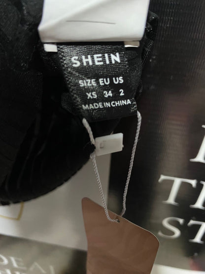 SHEIN |XS| BUST 11| B17| BLACK MESH VERTICAL STRIPE MINI DRESS