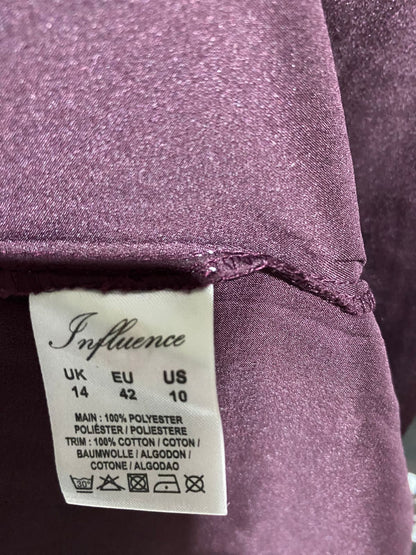 INFLUENCE |L| BUST 19| B17| ELEGANT DEEP PLUM SATIN MAXI DRESS WITH FLUTTER SLEEVES