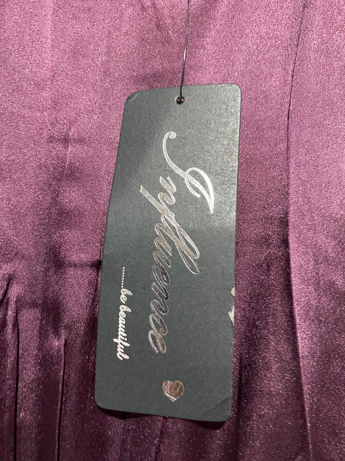 INFLUENCE |L| BUST 19| B17| ELEGANT DEEP PLUM SATIN MAXI DRESS WITH FLUTTER SLEEVES