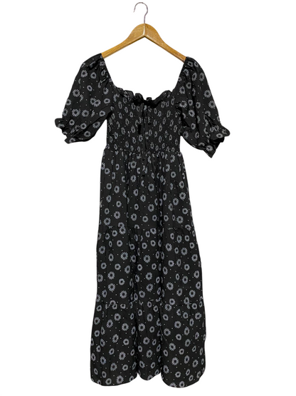|S| BUST 12| B17| ROMANTIC DAISY PRINT SMOCKED MAXI DRESS WITH PUFF SLEEVES