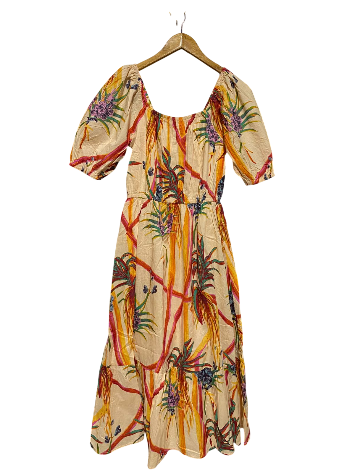 TU WOMAN |M| BUST 16| B17| TROPICAL FLORAL PUFF SLEEVE MAXI DRESS