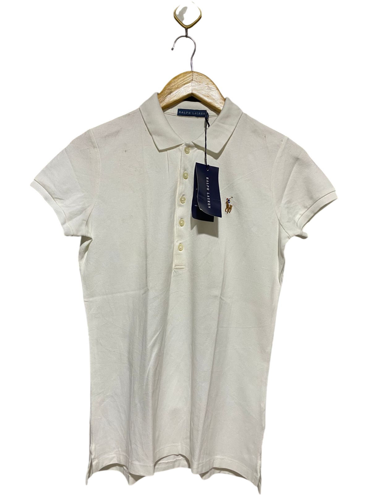 RALPH LAUREN |M| BUST 18| B17| CLASSIC FIT WOMEN’S PIQUÉ POLO SHIRT IN WHITE