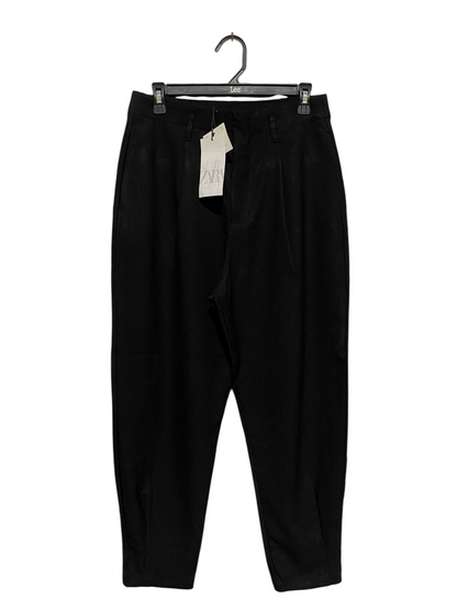 ZARA |L| WAIST 30| B17| HIGH-WAISTED PLEATED DRESS PANTS IN CLASSIC BLACK