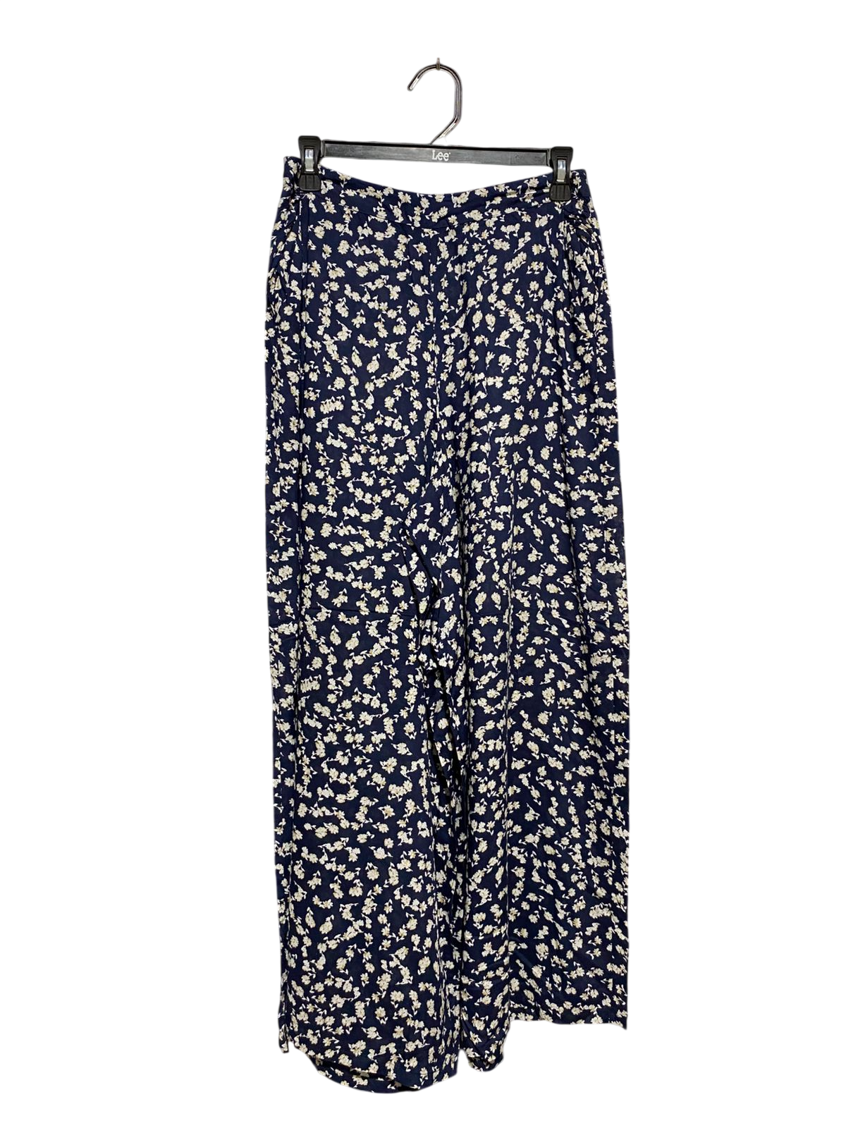 |M| WAIST 28| B17| RELAXED NAVY AND CREAM DITSY FLORAL WIDE-LEG PALAZZO PANTS
