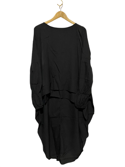 SHEIN |XL| BUST 22| B18| ELEGANT JET BLACK HI-LOW OVERSIZED TUNIC WITH PUFF SLEEVES