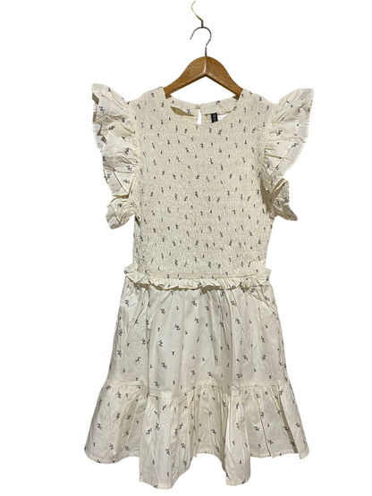 H&M |M| BUST 15| B18| SMOCKED FLORAL MINI DRESS WITH FLUTTER SLEEVES