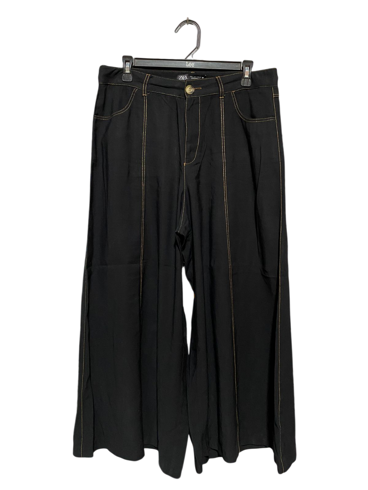 ZARA |XL| WAIST 33| B18| HIGH-WAISTED WIDE-LEG TROUSERS WITH CONTRAST STITCHING