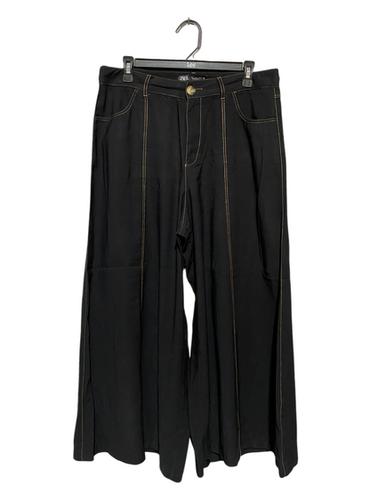 ZARA |XL| WAIST 33| B18| HIGH-WAISTED WIDE-LEG TROUSERS WITH CONTRAST STITCHING
