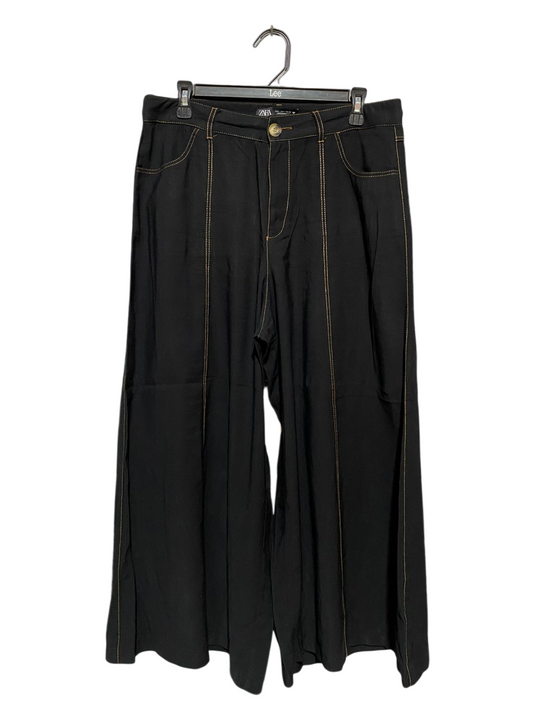 ZARA |XL| WAIST 33| B18| HIGH-WAISTED WIDE-LEG TROUSERS WITH CONTRAST STITCHING