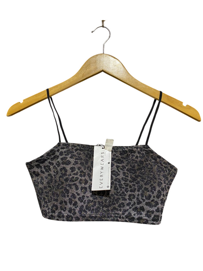 EVERY WEARS |XS| BUST 13| B18| SHIMMERING LEOPARD PRINT CAMI CROP TOP
