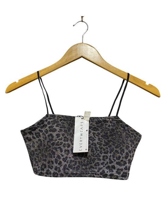 EVERY WEARS |XS| BUST 13| B18| SHIMMERING LEOPARD PRINT CAMI CROP TOP