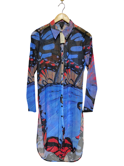 RIVER ISLAND |L| BUST 18| B18|  VIBRANT BUTTERFLY PRINT MESH SHIRT DRESS