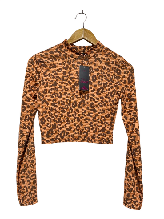 MISS BLUSH |S| BUST 15| B18| CHIC LEOPARD PRINT MOCK NECK CROP TOP