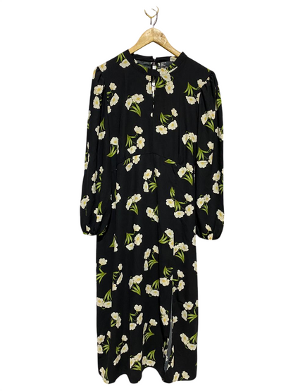 FRIENDS LIKE THESE |L| BUST 19| B18| ELEGANT BLACK FLORAL MIDI DRESS WITH KEYHOLE DETAIL