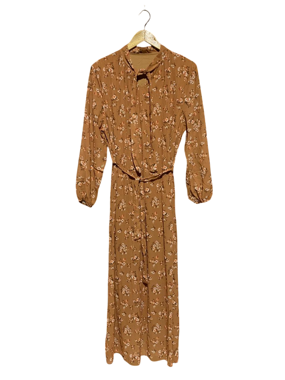 |M| BUST 18| B18 | RETRO FLORAL MAXI DRESS WITH WAIST TIE