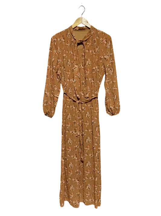 |M| BUST 18| B18 | RETRO FLORAL MAXI DRESS WITH WAIST TIE