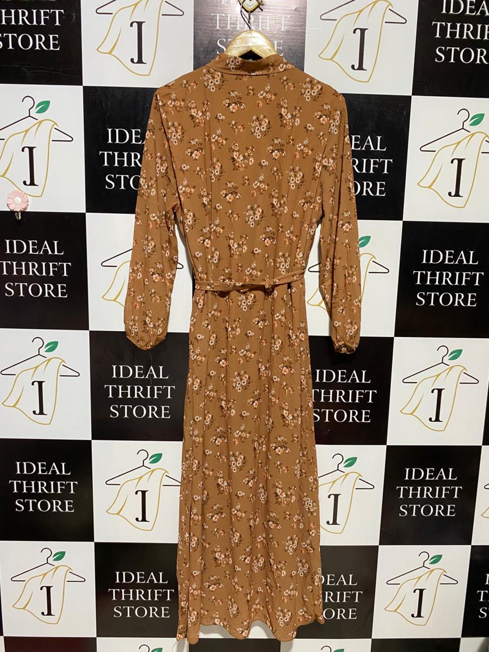 |M| BUST 18| B18 | RETRO FLORAL MAXI DRESS WITH WAIST TIE