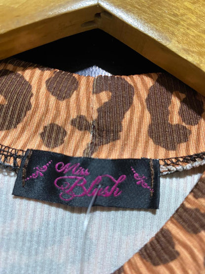 MISS BLUSH |S| BUST 15| B18| CHIC LEOPARD PRINT MOCK NECK CROP TOP