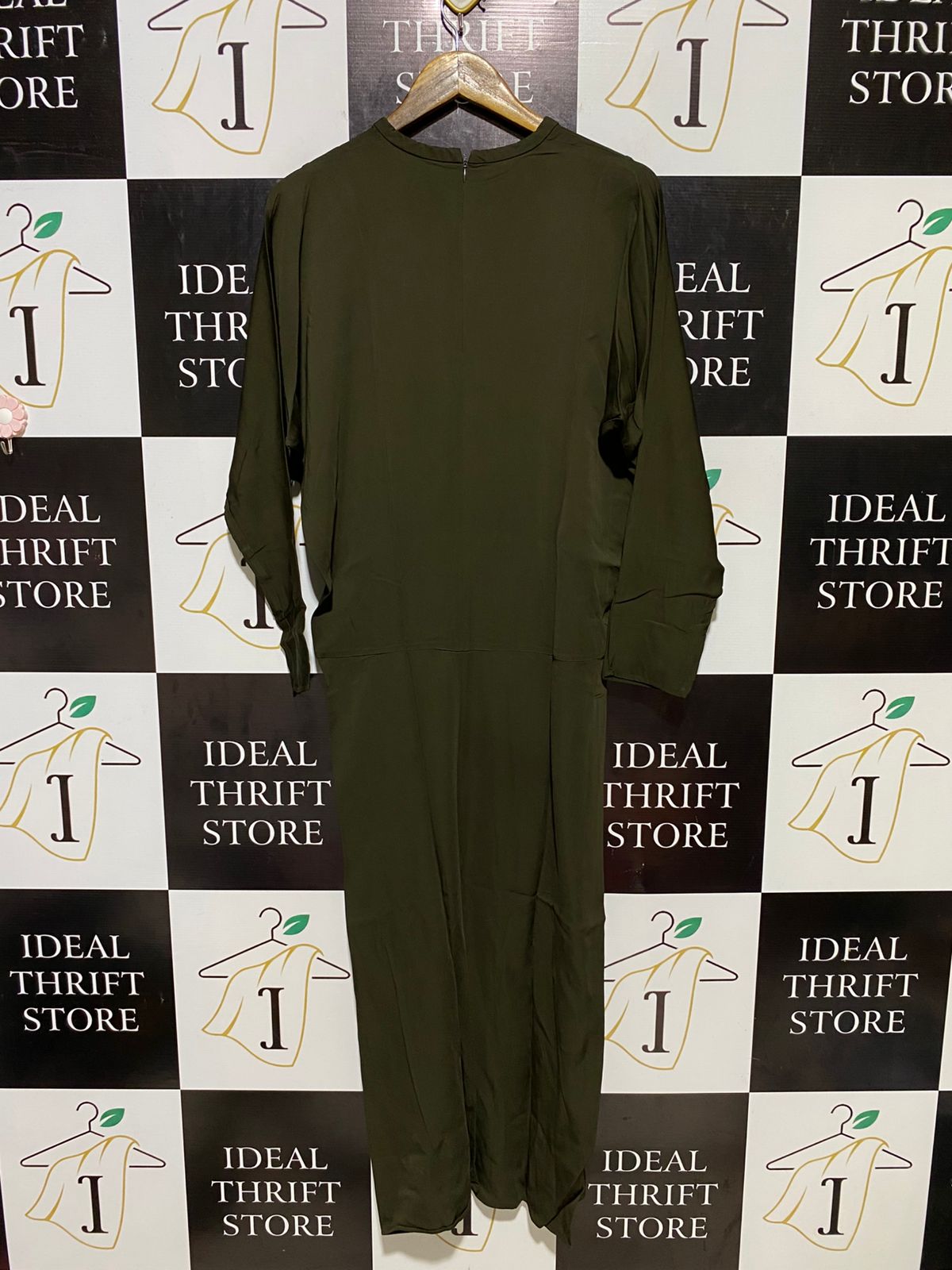 ZARA |XL| BUST FREE| B18| ELEGANT OLIVE DRAB MAXI COLUMN DRESS