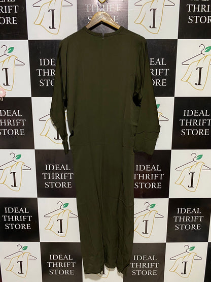 ZARA |XL| BUST FREE| B18| ELEGANT OLIVE DRAB MAXI COLUMN DRESS