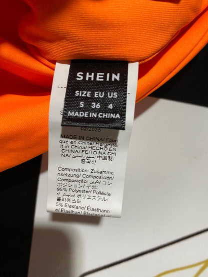 SHEIN |S| BUST 14| B18| VIBRANT NEON ORANGE SQUARE-NECK CROP TOP