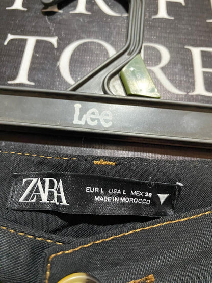 ZARA |XL| WAIST 33| B18| HIGH-WAISTED WIDE-LEG TROUSERS WITH CONTRAST STITCHING