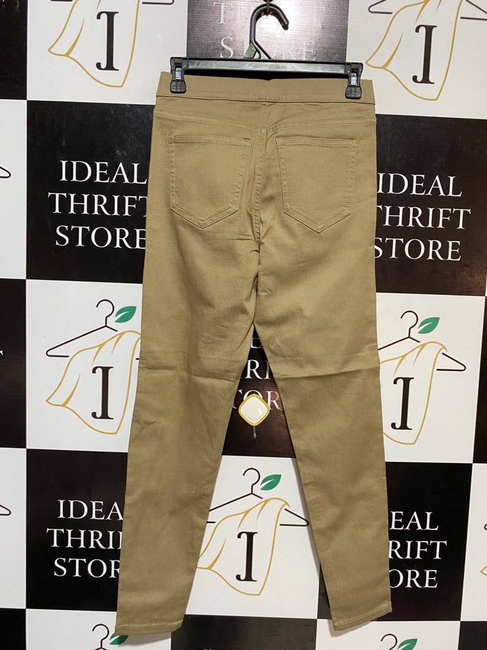 JEGGINGS |S| WAIST 26| B18| HIGH-WAISTED STRETCH JEGGINGS IN KHAKI BEIGE