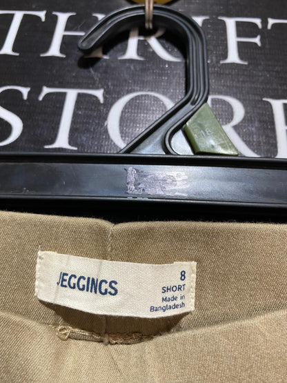 JEGGINGS |S| WAIST 26| B18| HIGH-WAISTED STRETCH JEGGINGS IN KHAKI BEIGE