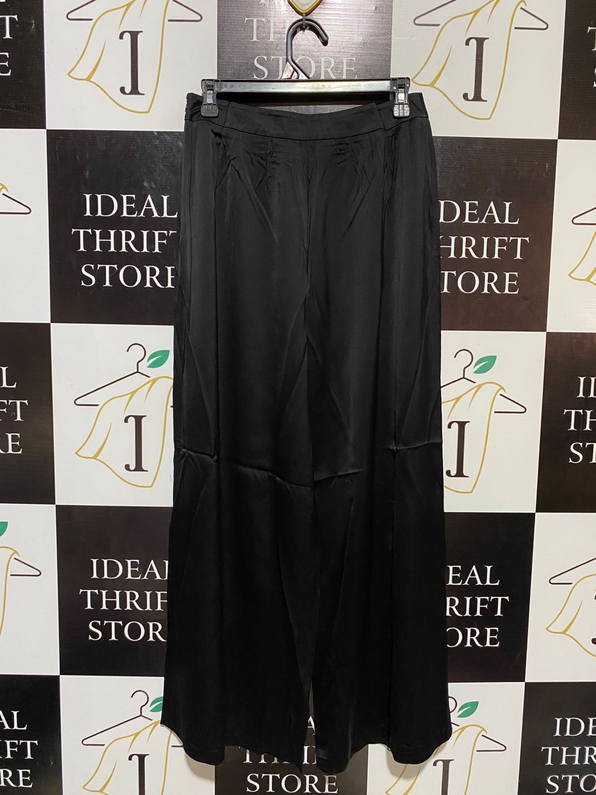 F&F |M| WAIST 28| B18| ELEGANT BLACK SATIN WIDE-LEG PALAZZO PANTS
